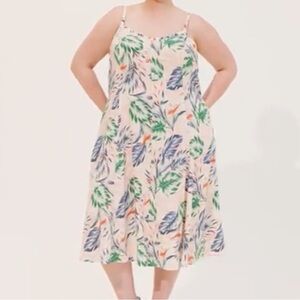 Torrid Midi Challis Sleeveless Trapeze Dress tropical leaf print size 4x nwt